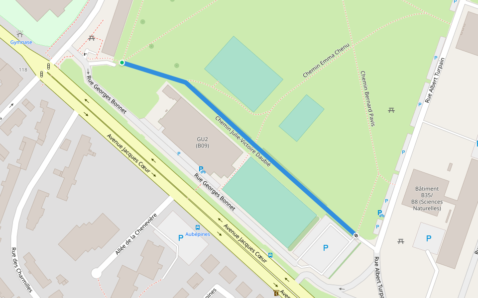 Chemin Julie-Victoire Daubié walking route map in Poitiers