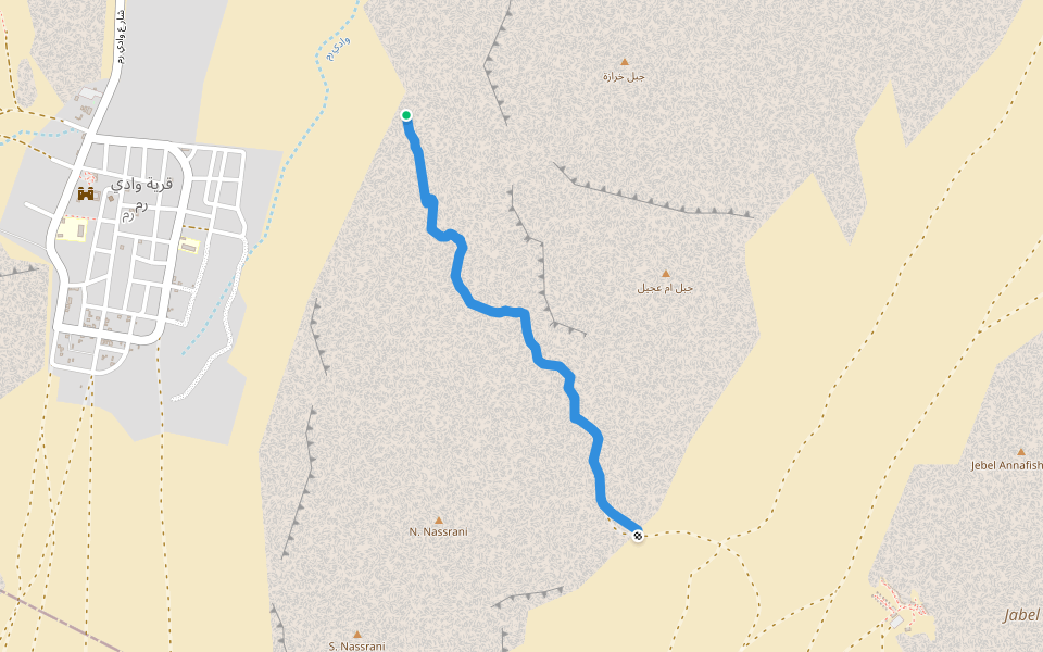 Raqabat Umm Ejil walking route map in Aqaba