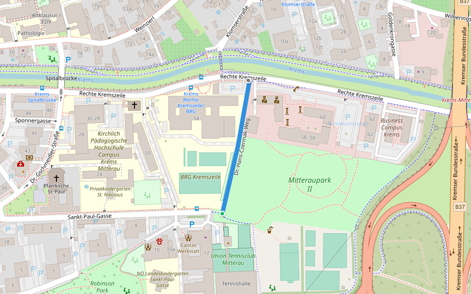Dr.-Hans-Czermak-Weg walking route map in Krems an der Donau