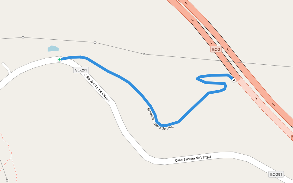 Sendero Cuesta de Silva walking route map in Guía