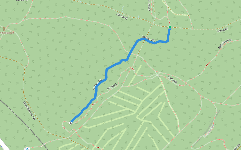 Snæver Pis walking route map in Silkeborg