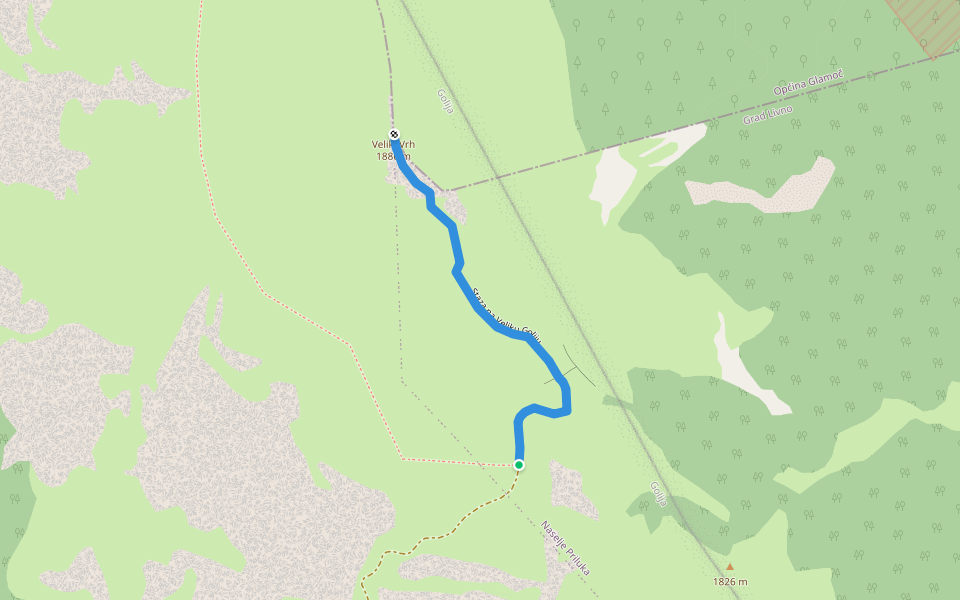Staza na Veliku Goliju walking route map in Strupnić