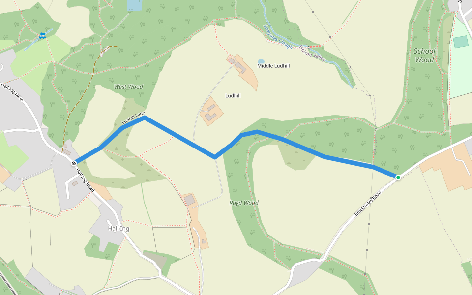 Ludhill Lane walking route map in Farnley Tyas