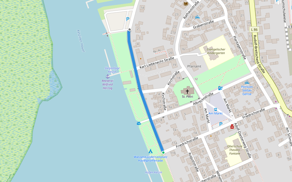 Havelpromenade walking route map in Ketzin