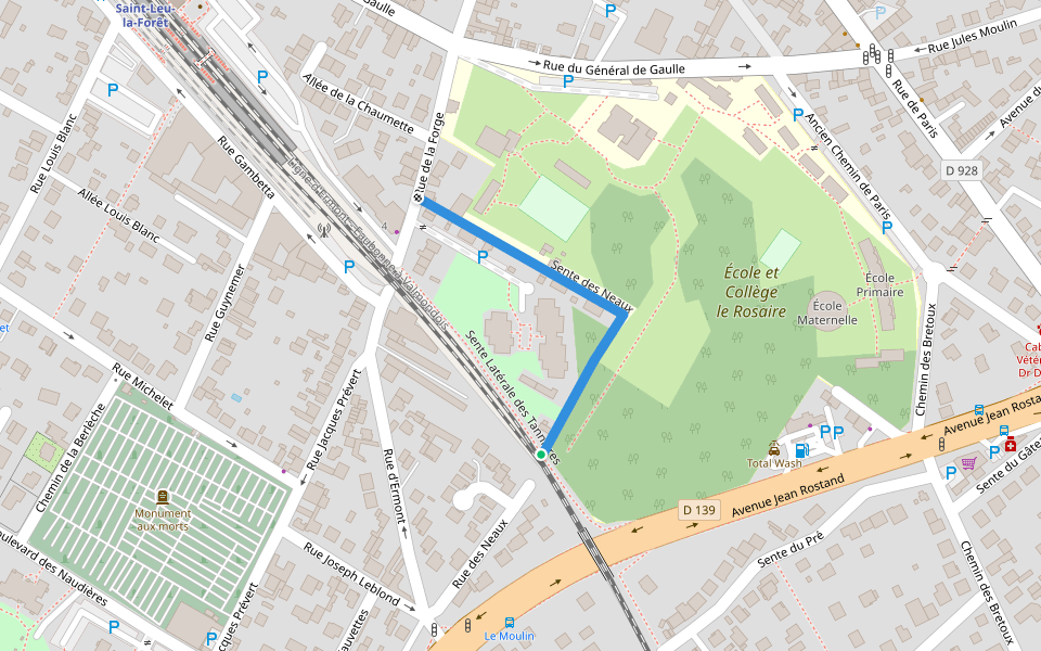 Sente des Neaux walking route map in Saint-Leu-la-Forêt