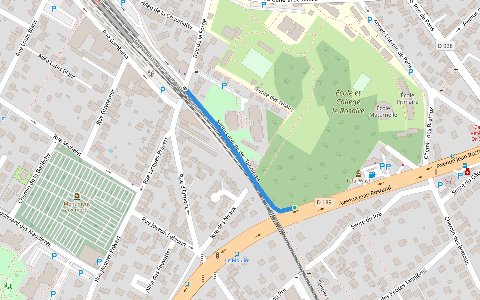 Sente Latérale des Tannières walking route map in Saint-Leu-la-Forêt