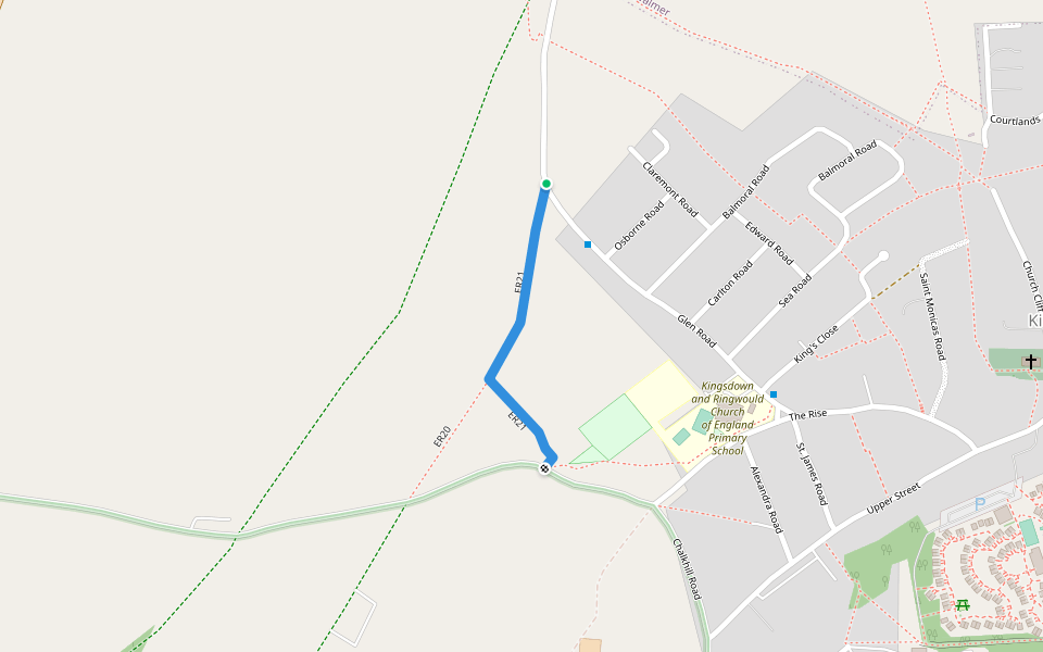 ER21 walking route map in Kingsdown