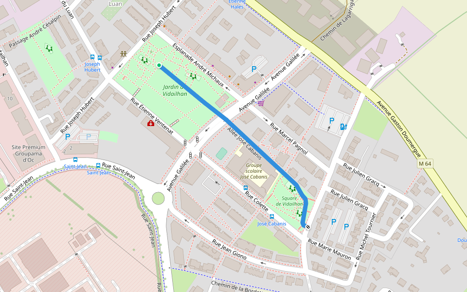 Allée José Cabanis walking route map in Balma