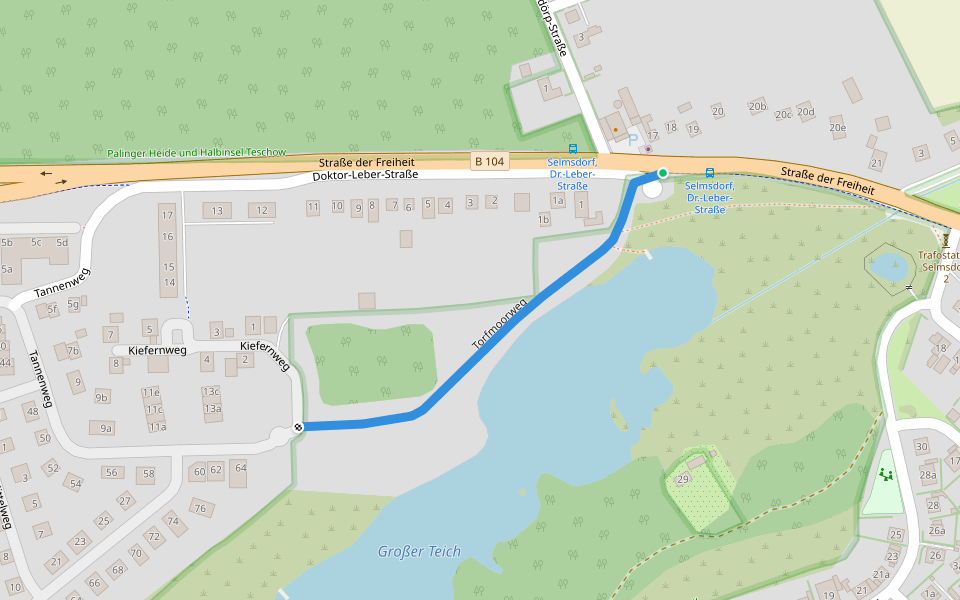Torfmoorweg walking route map in Selmsdorf