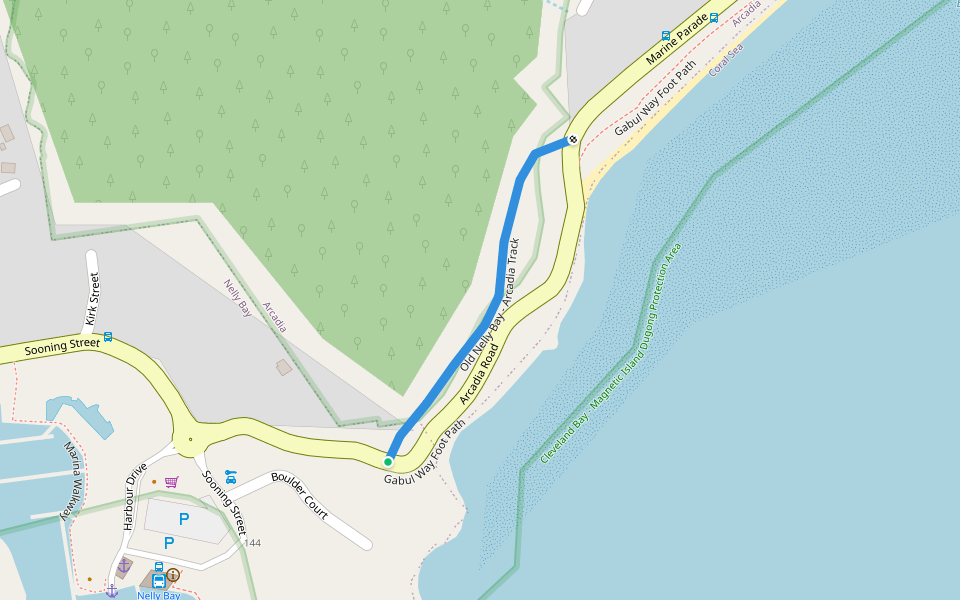 Old Nelly Bay - Arcadia Track walking route map in Nelly Bay