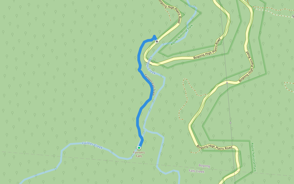 Fainters Falls Track walking route map in Falls Creek