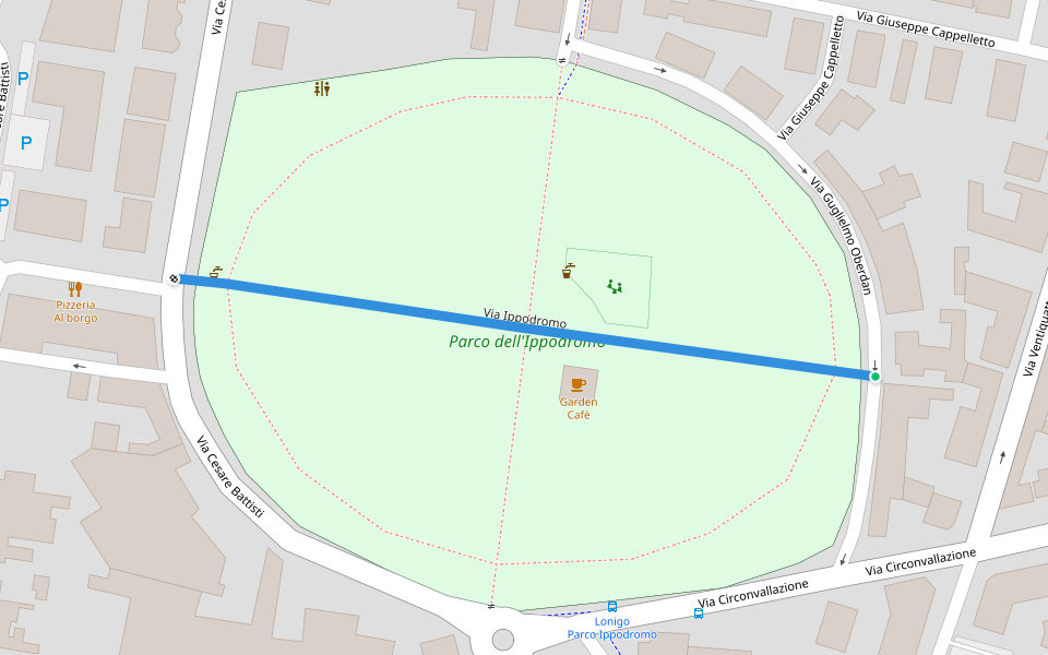 Via Ippodromo walking route map in Lonigo