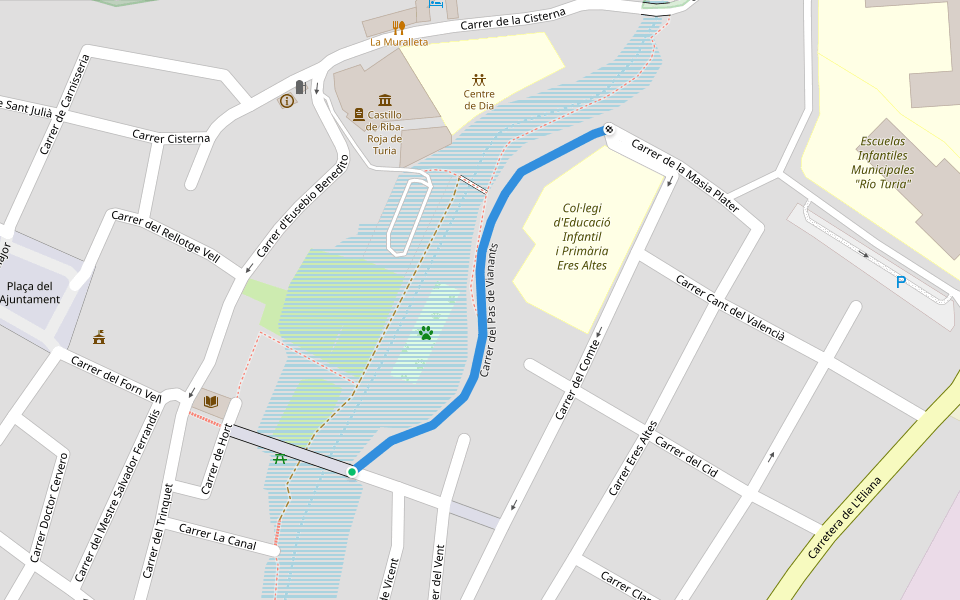 Carrer del Pas de Vianants walking route map in Riba-roja de Túria