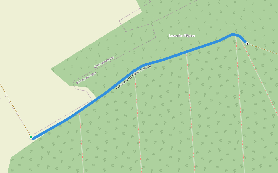 Chemin de la Petite Tombée walking route map in Épiez-sur-Meuse
