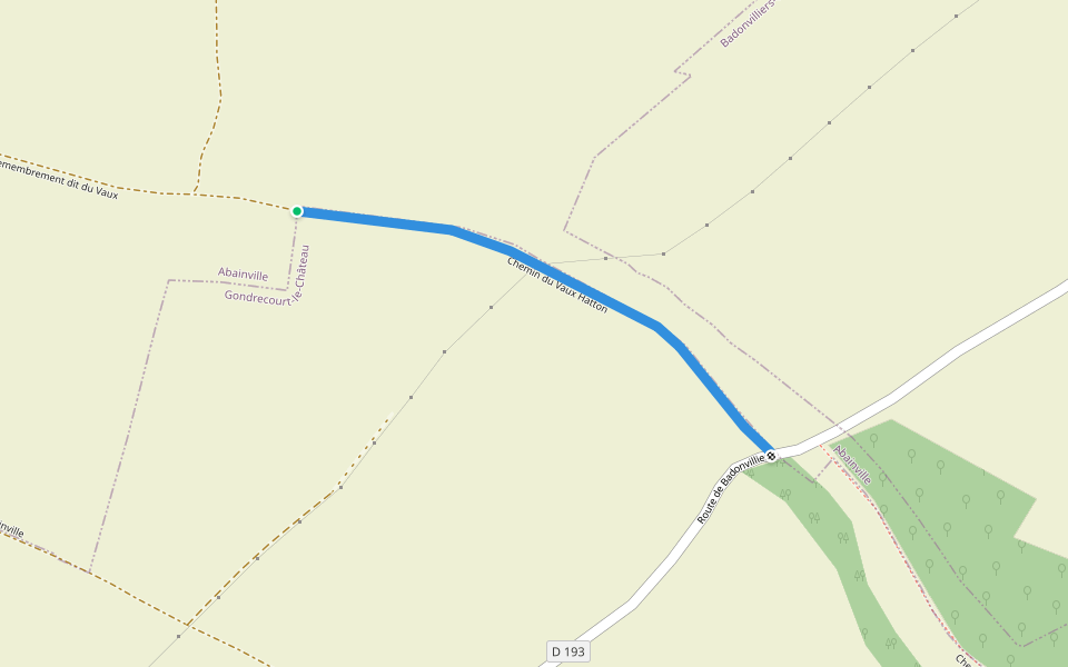 Chemin du Vaux Hatton walking route map in Abainville