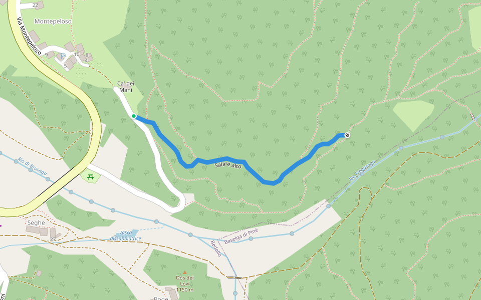 Salare alto walking route map in Montepeloso