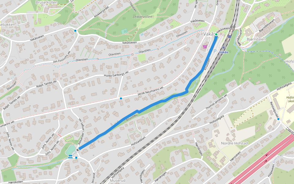 Knutstien walking route map in Hvalstad
