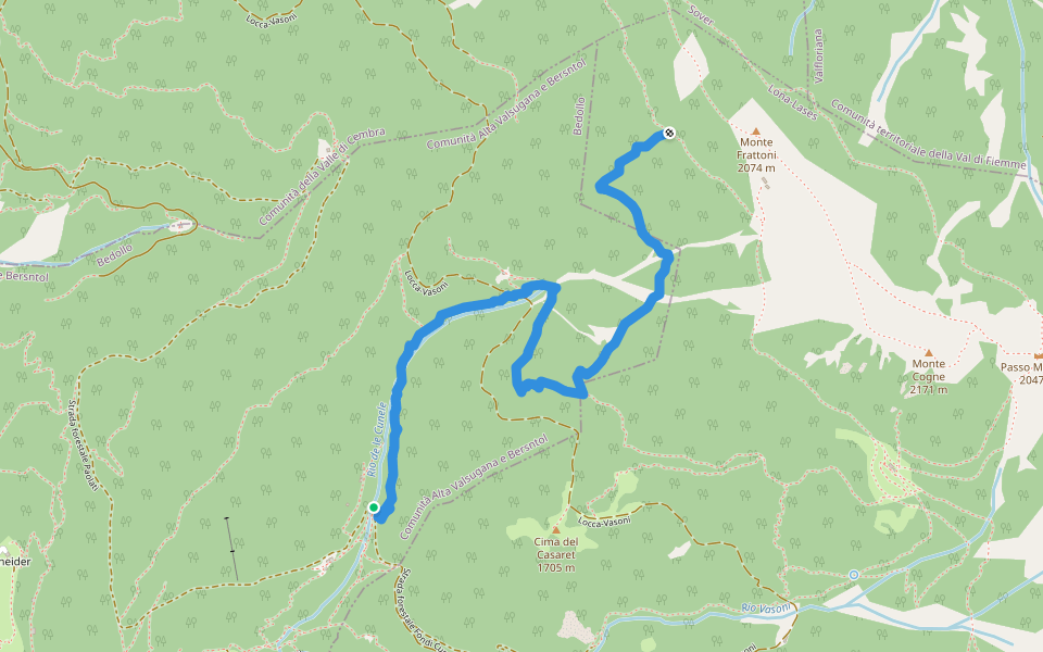 Paolati - Cogne ovest walking route map in Montepeloso