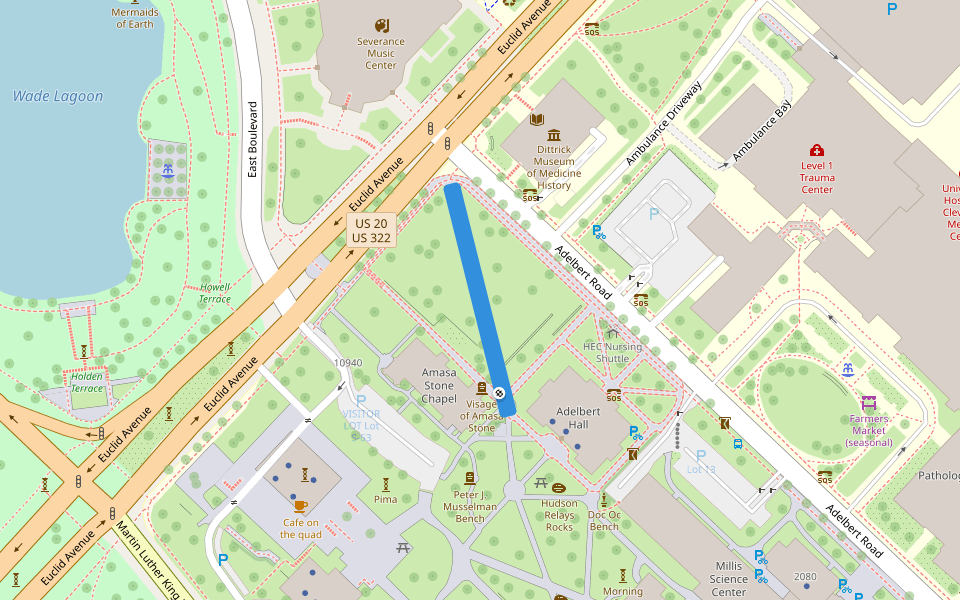 Binary Walkway walking route map in Cleveland