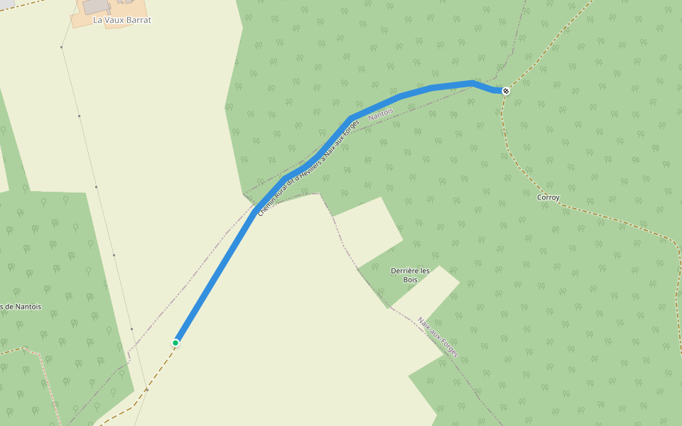 Chemin Rural dit d'Hevillers à Naix-aux-Forges walking route map in Nantois