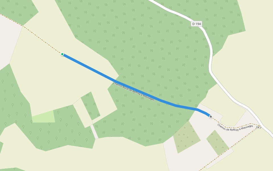 Chemin Rural de Reffroy à Mauvages walking route map in Mauvages