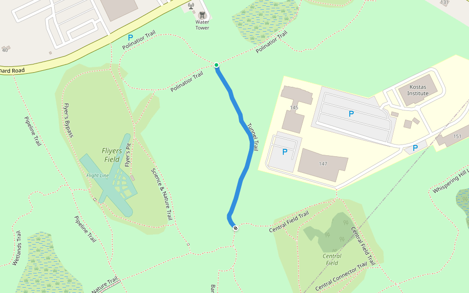 Tunnel Trail walking route map in Burlington