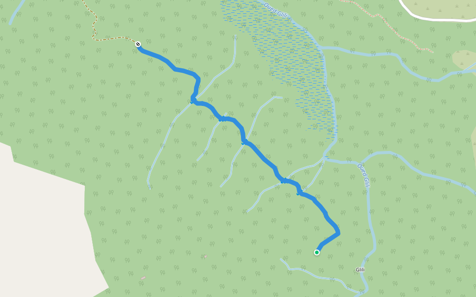 Akhyam - Tizraren walking route map in Ziama Mansouriah