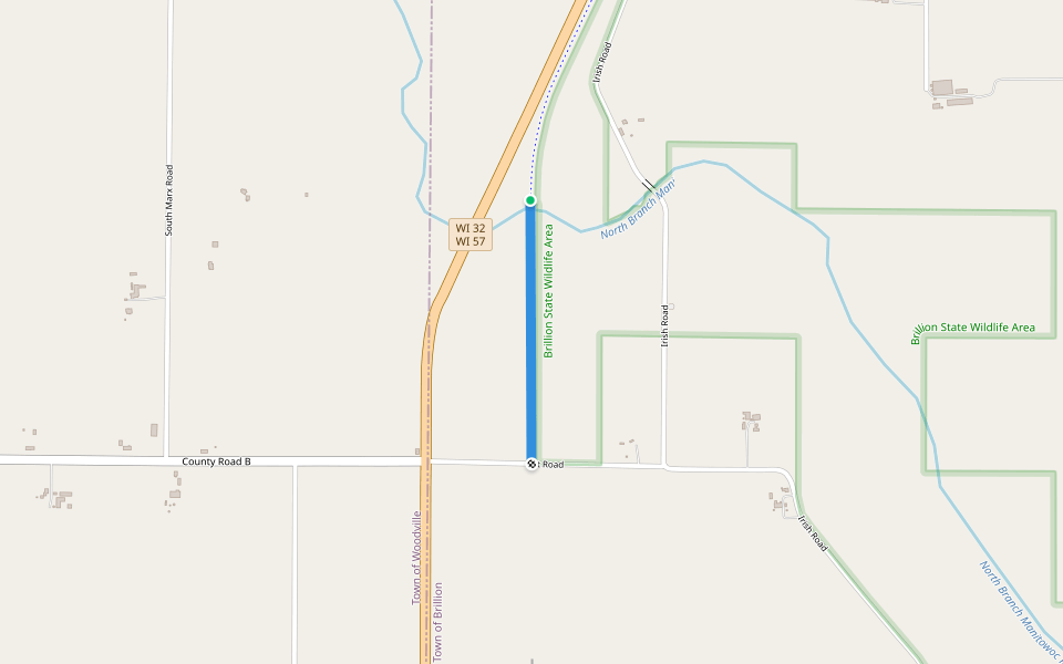 Fox River Trail walking route map in Hilbert