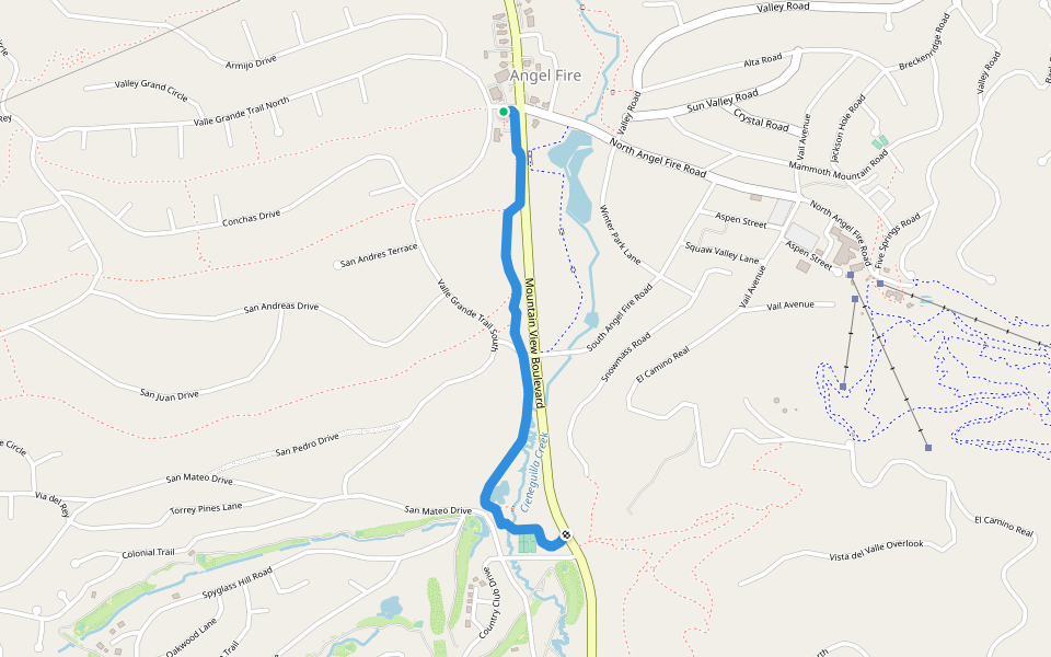 Bobcat walking route map in Angel Fire