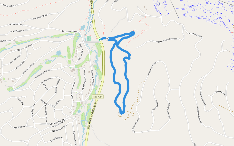 Oeste Vista walking route map in Angel Fire