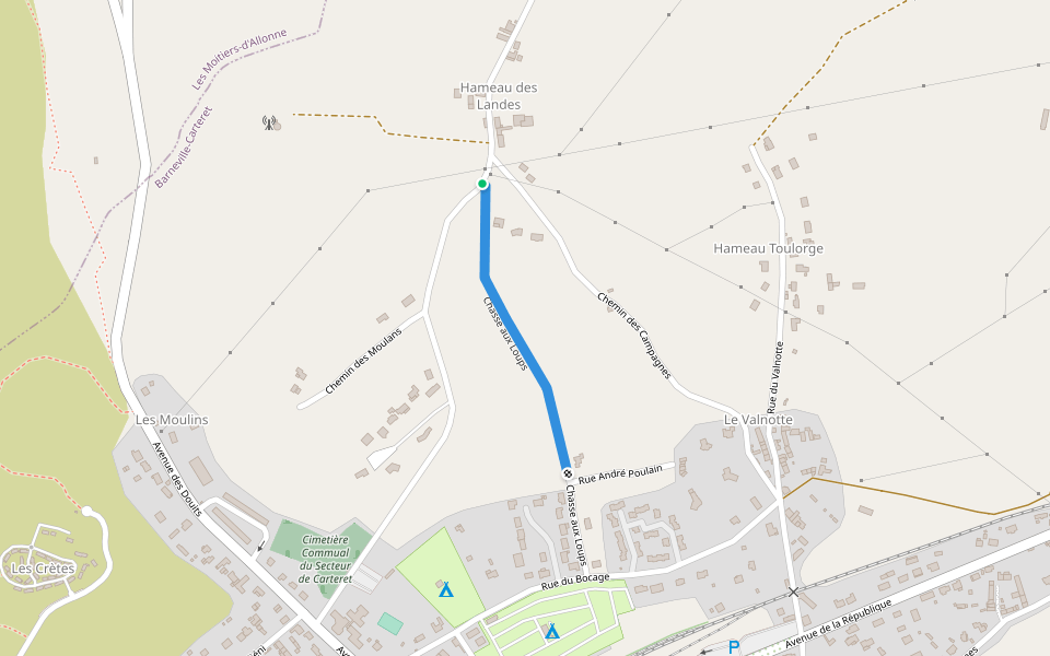 Chasse aux Loups walking route map in Barneville-Carteret