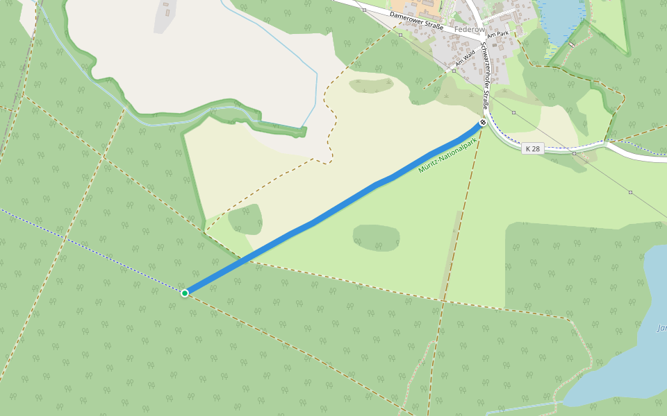 Ziegeleiackerweg walking route map in Kargow