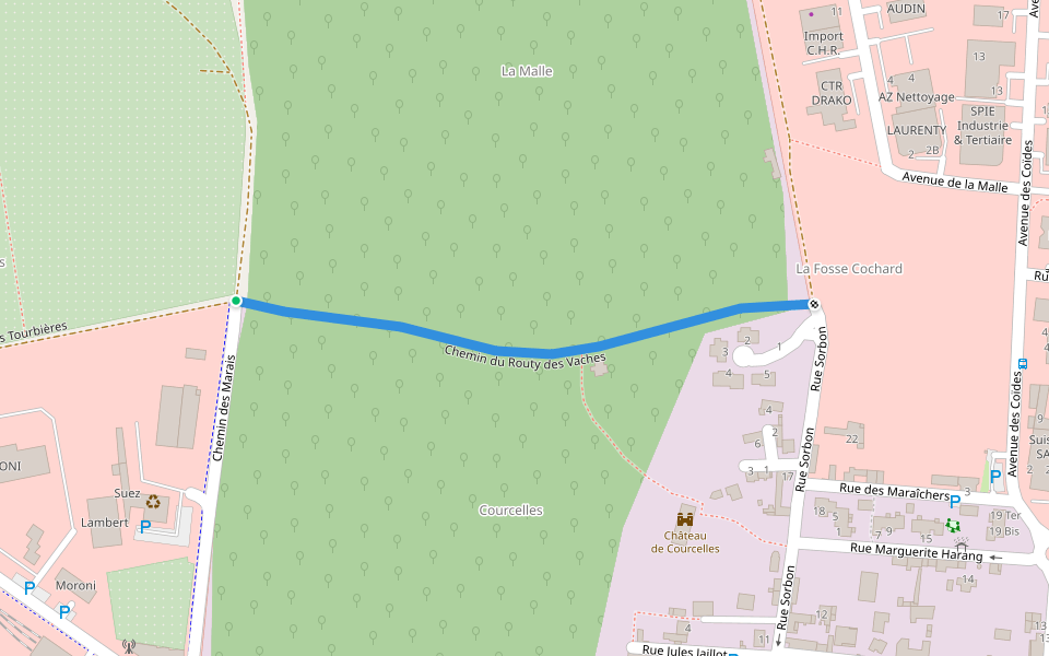 Chemin du Routy des Vaches walking route map in Saint-Brice-Courcelles