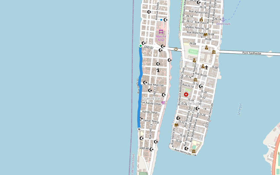 Rue GND-37 walking route map in Saint Louis