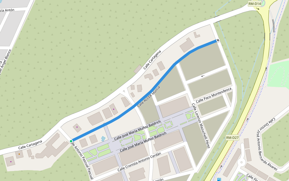 Calle ALCER Murcia walking route map in Águilas