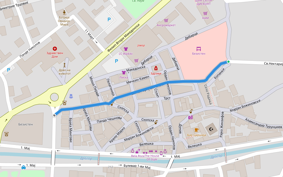 Св.Нектариј Битолски walking route map in Bitola