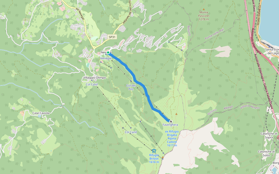 Sentiero 2 de la Coca walking route map in Nevegal