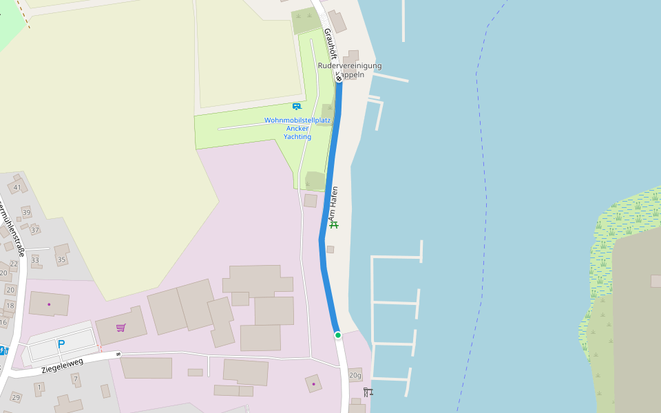 Am Hafen walking route map in Kappeln