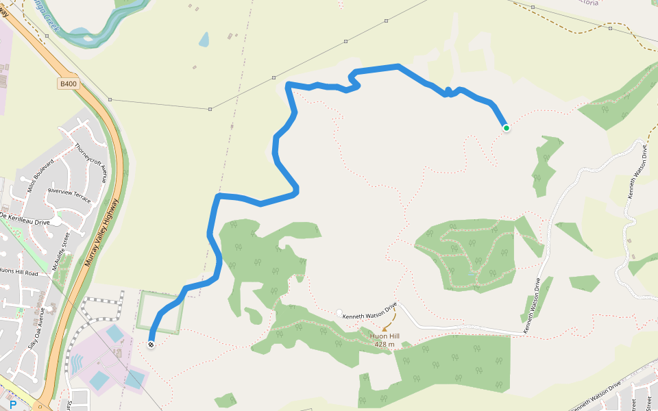 Timberline Track walking route map in Bandiana