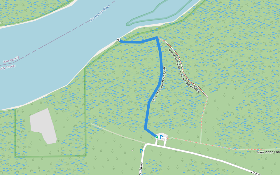 River Trail and Boardwalk walking route map in Chiefland