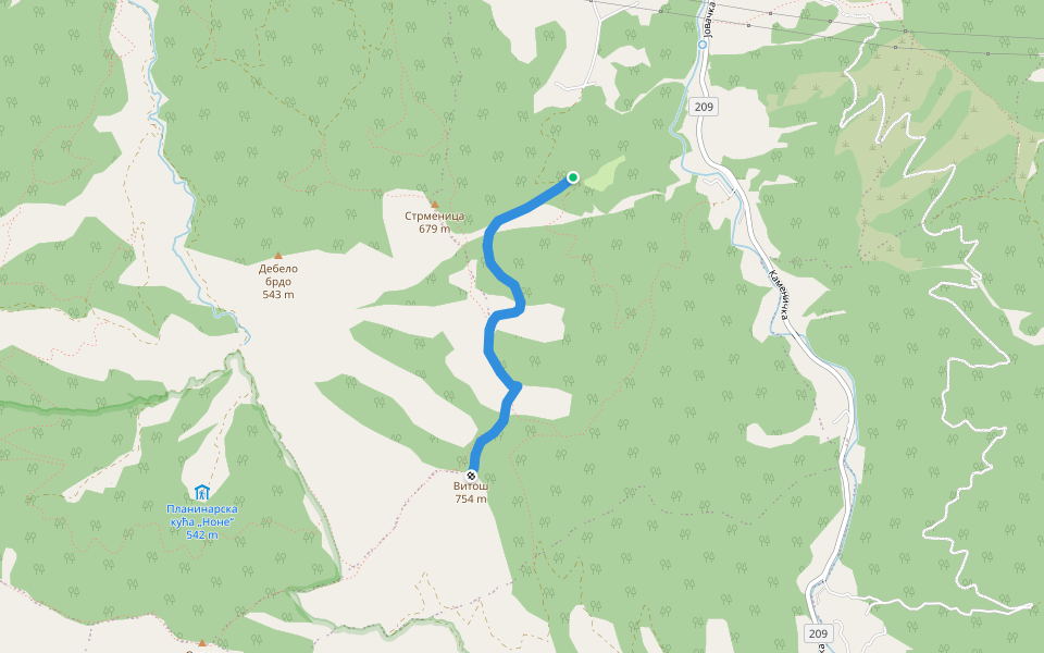 Стаза за врх Витош walking route map in Ribnica