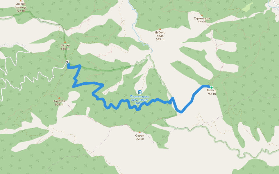 Стаза Липар - Витош walking route map in Ribnica