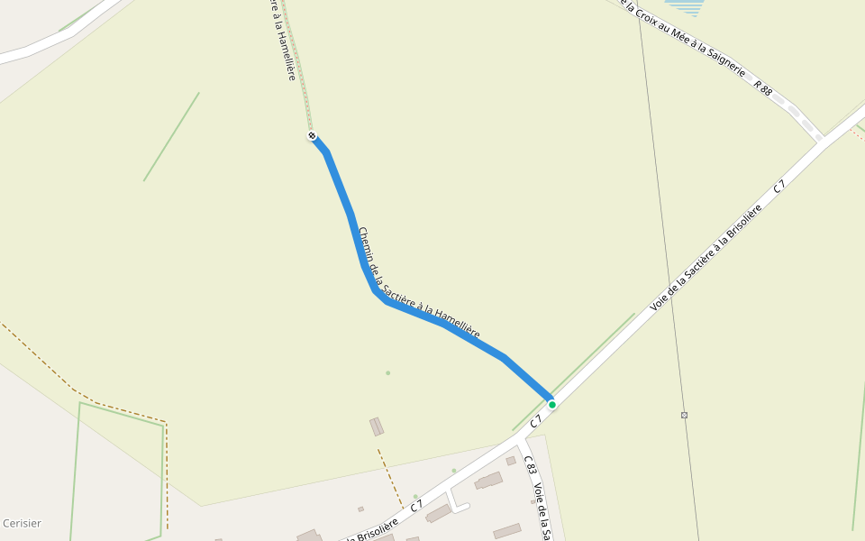 Chemin de la Sactière à la Hamellière walking route map in Brécey