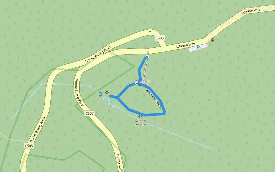 Rainforest Walk walking route map in Warburton