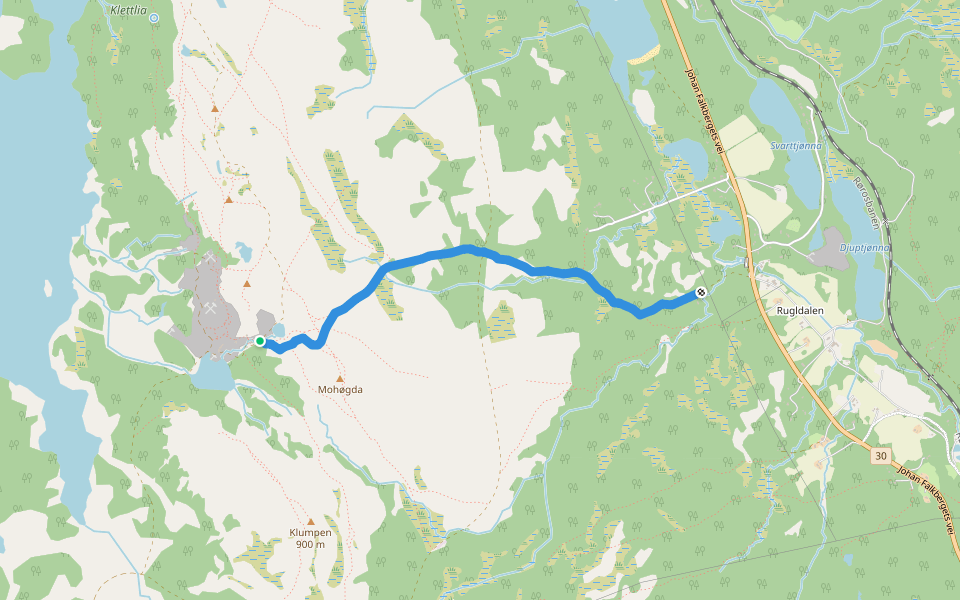 Jørvollveien walking route map in Glåmos