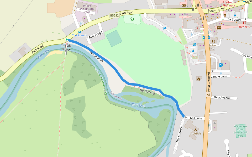 The Strands walking route map in Milnthorpe