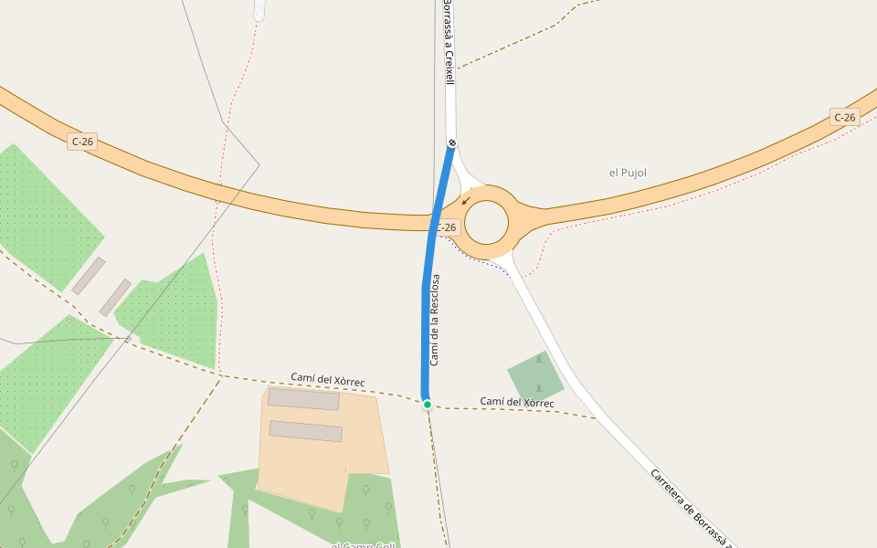 Camí de la Resclosa walking route map in Borrassà