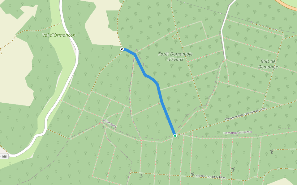 Chemin Rural de la Borne Morin walking route map in Demange-Baudignécourt
