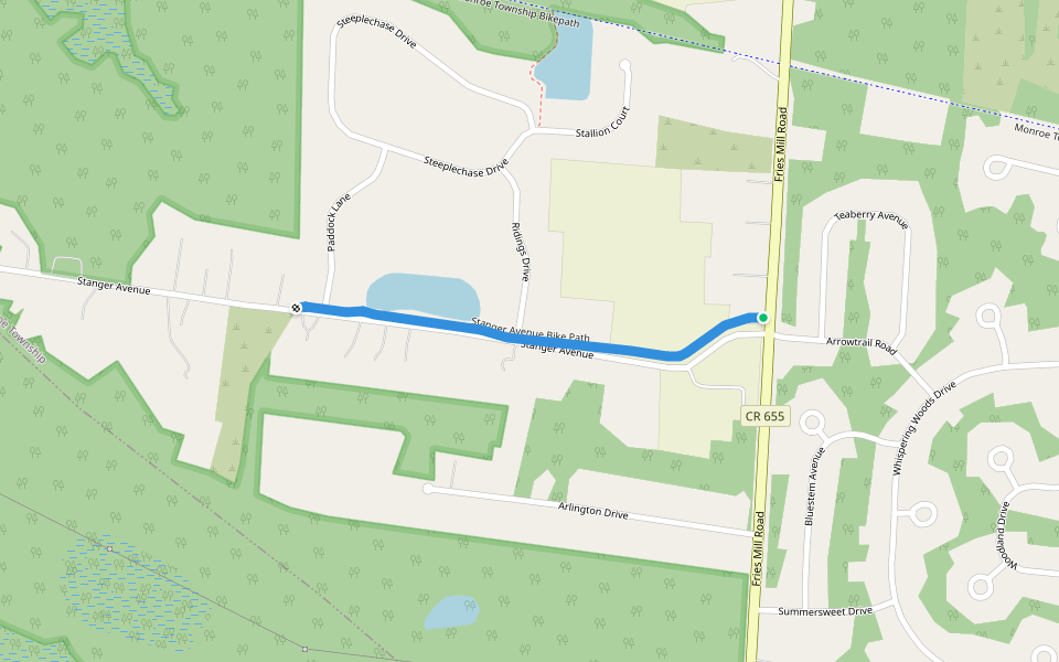 Stanger Avenue Bike Path walking route map in Monroe