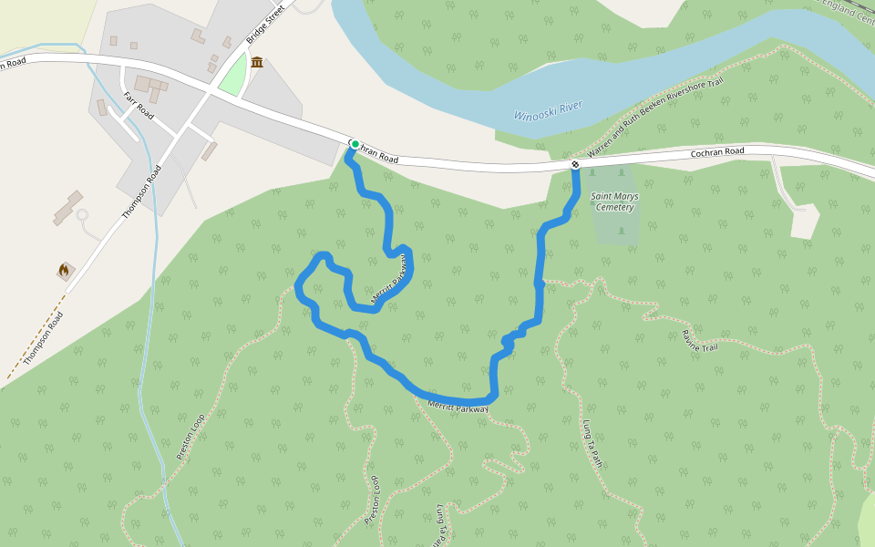 Merritt Parkway walking route map in Richmond